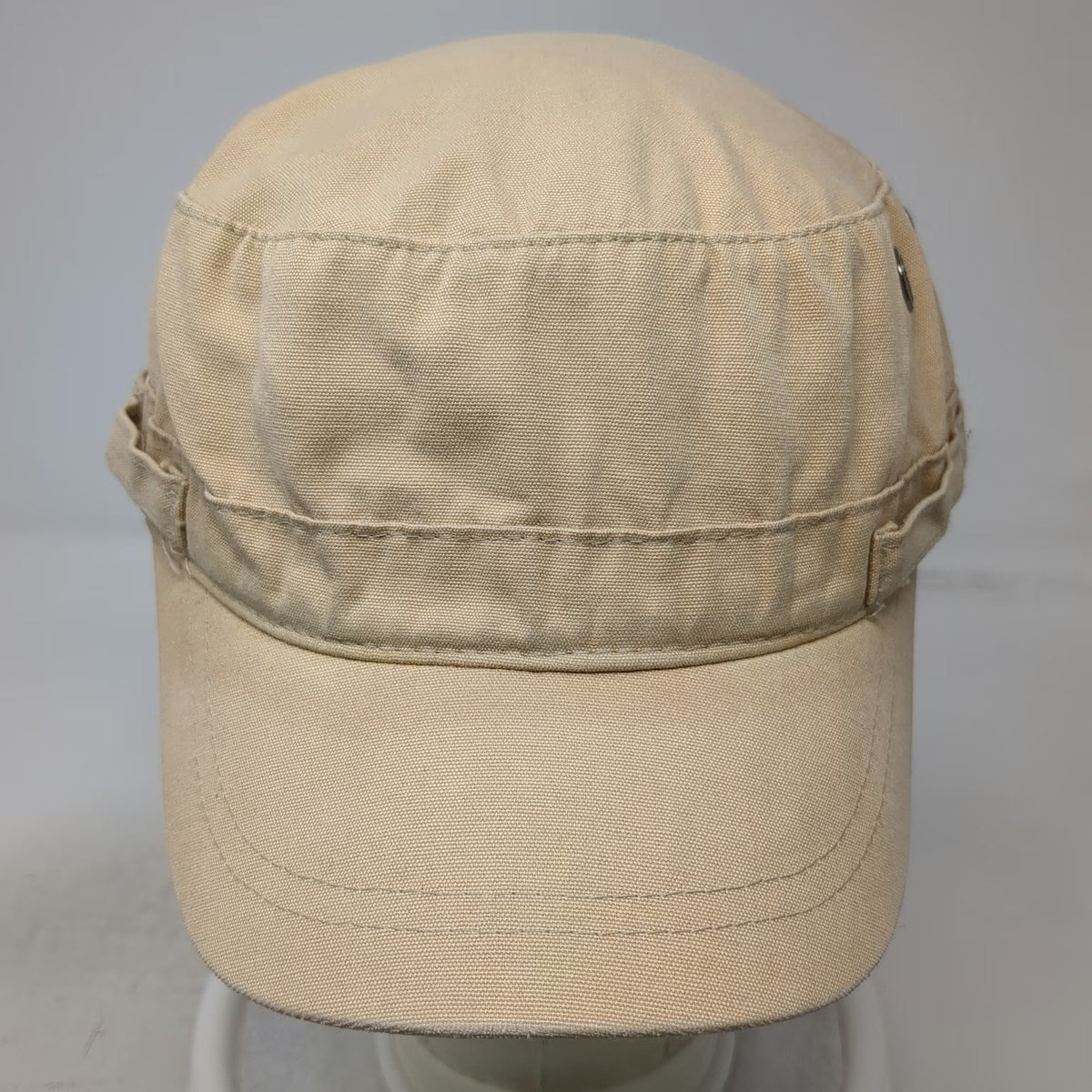 DPC Army Cap Beige One Size Cotton Hat Metal Eyelets Strapback Solid Blank