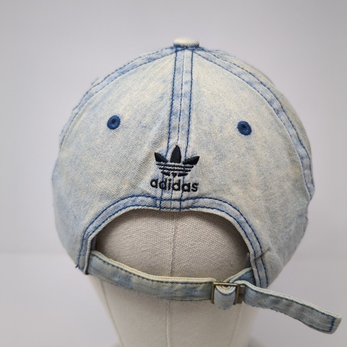 Adidas Slideback Baseball Cap Blue One Size Adjustable Embroidered Washed Denim