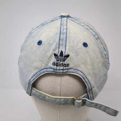 Adidas Slideback Baseball Cap Blue One Size Adjustable Embroidered Washed Denim