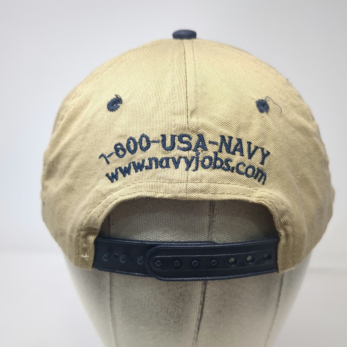 US Navy Let The Journey Begin Snapback Hat Beige Blue One Size Recruitment Logo