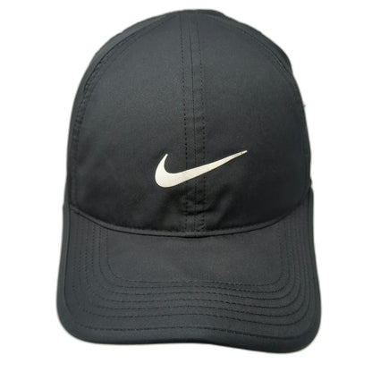 Nike Baseball Cap Black One Size Dri-FIT Featherlight Strapback Swoosh Golf Hat