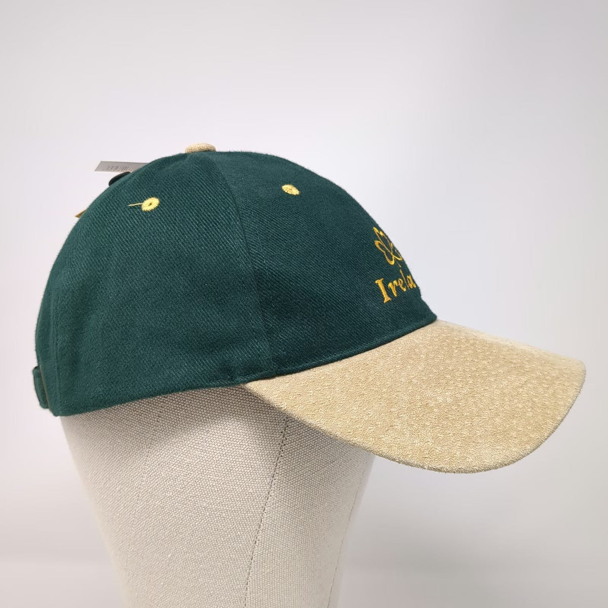 Allcraft Baseball Cap Green Beige Gold One Size Ireland Shamrock Suede Brim hat