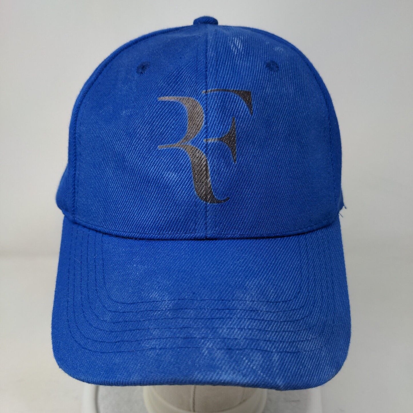 RF Roger Federer Strapback Hat Blue One Size Adjustable Vent Holes Vintage