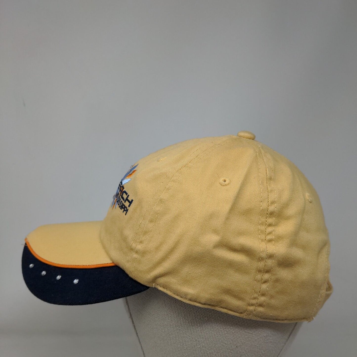 Biloxi Beach Mississippi Strapback Hat Tanish-Yellow Embroidered Bling