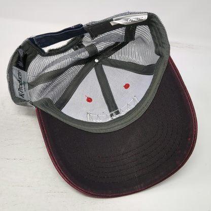 K-Products Baseball Cap Blue One Size Snap-on Distressed Patch Mesh Workwear Hat