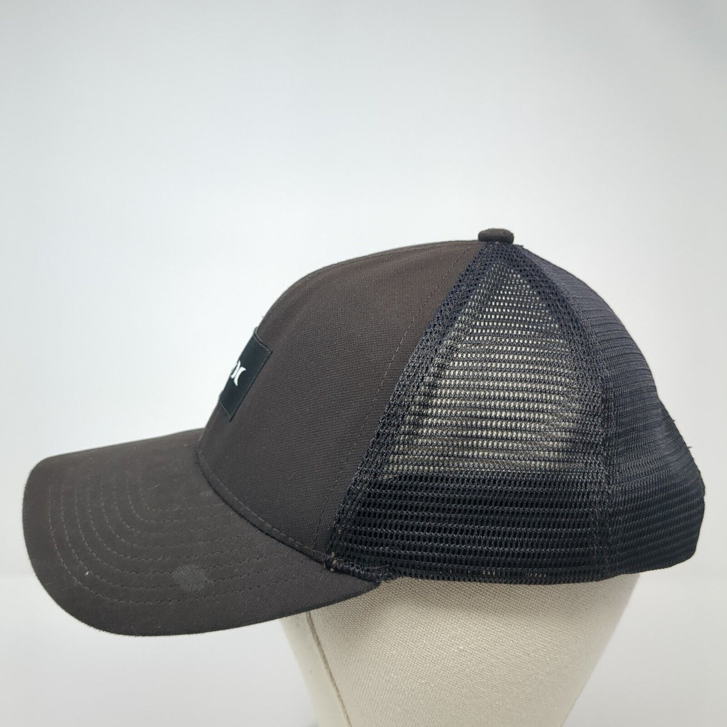 Hurley Patch Snapback Mesh Back Trucker Hat Black One Size 6 Panel