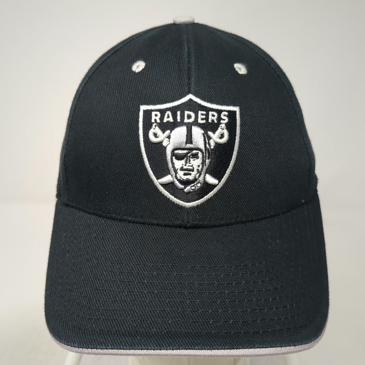 Las Vegas Raiders NFL Team Apparel Black Gray One Size Strapback Embroidered Cap