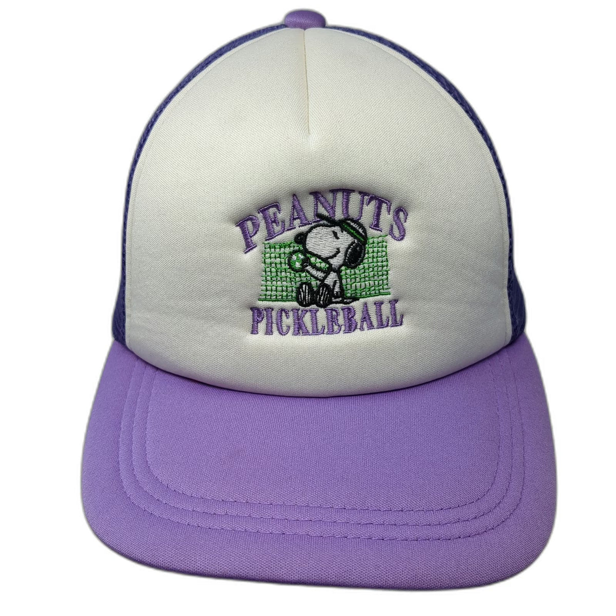Peanuts Trucker Hat Purple White OSFM Snoopy Pickleball Mesh Snapback Graphic