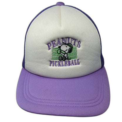 Peanuts Trucker Hat Purple White OSFM Snoopy Pickleball Mesh Snapback Graphic