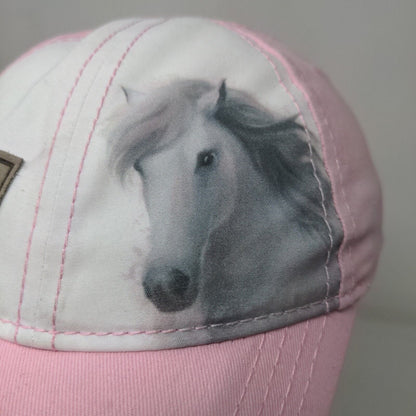 John Deere Girl's Stretchy Hat Pink White Size Toddler OS Horse Graphic Logo