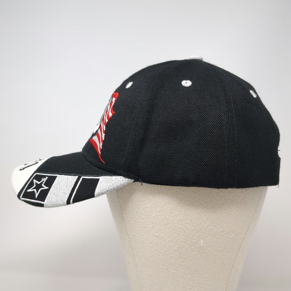 Baseball Cap Black White Red Blue One Size Eagle USA Strapback Hat Embroidery