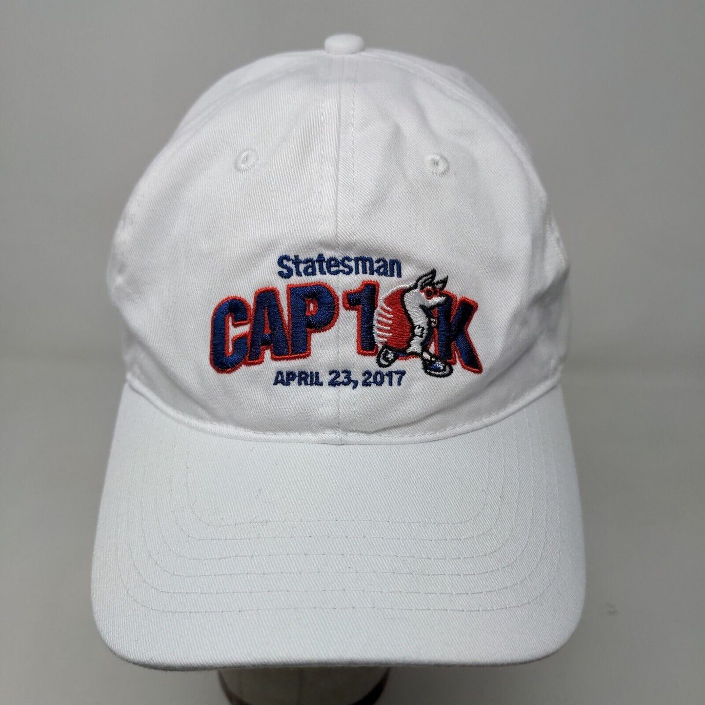 Statesman Cap 10K Men's Slideback Hat White Embroidered Logo 100% Cotton