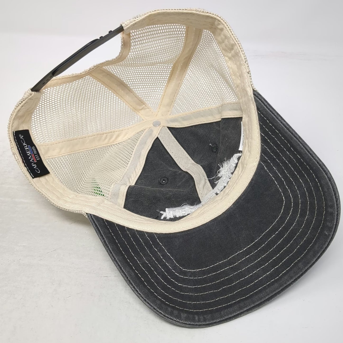 Cap America Trucker Hat Gray Beige One Size Abington Bank Logo Mesh Snapback