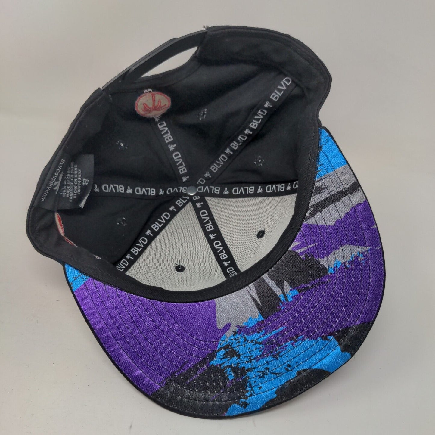 Blvd Snapback Hat Black One Size Adjustable Black Adjustable Embroidered 6 Panel