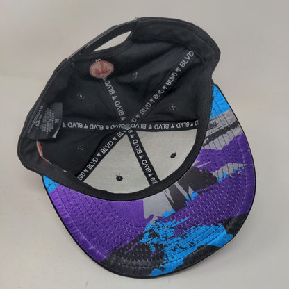 Blvd Snapback Hat Black One Size Adjustable Black Adjustable Embroidered 6 Panel