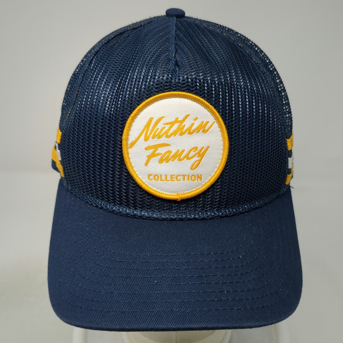 Nuthin Fancy Co. Trucker Hat Blue One Size Mesh Snapback Stripes Almost Heaven