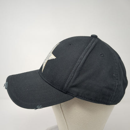 Star Slideback Baseball Cap Black One Size Adjustable Distressed Royal Plush