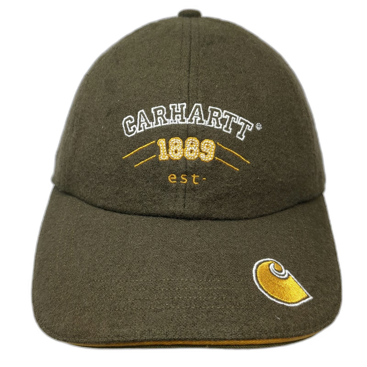 Carhartt Baseball Cap Green One Size Wool Blend Slideback 1889 Est- Logo Hat