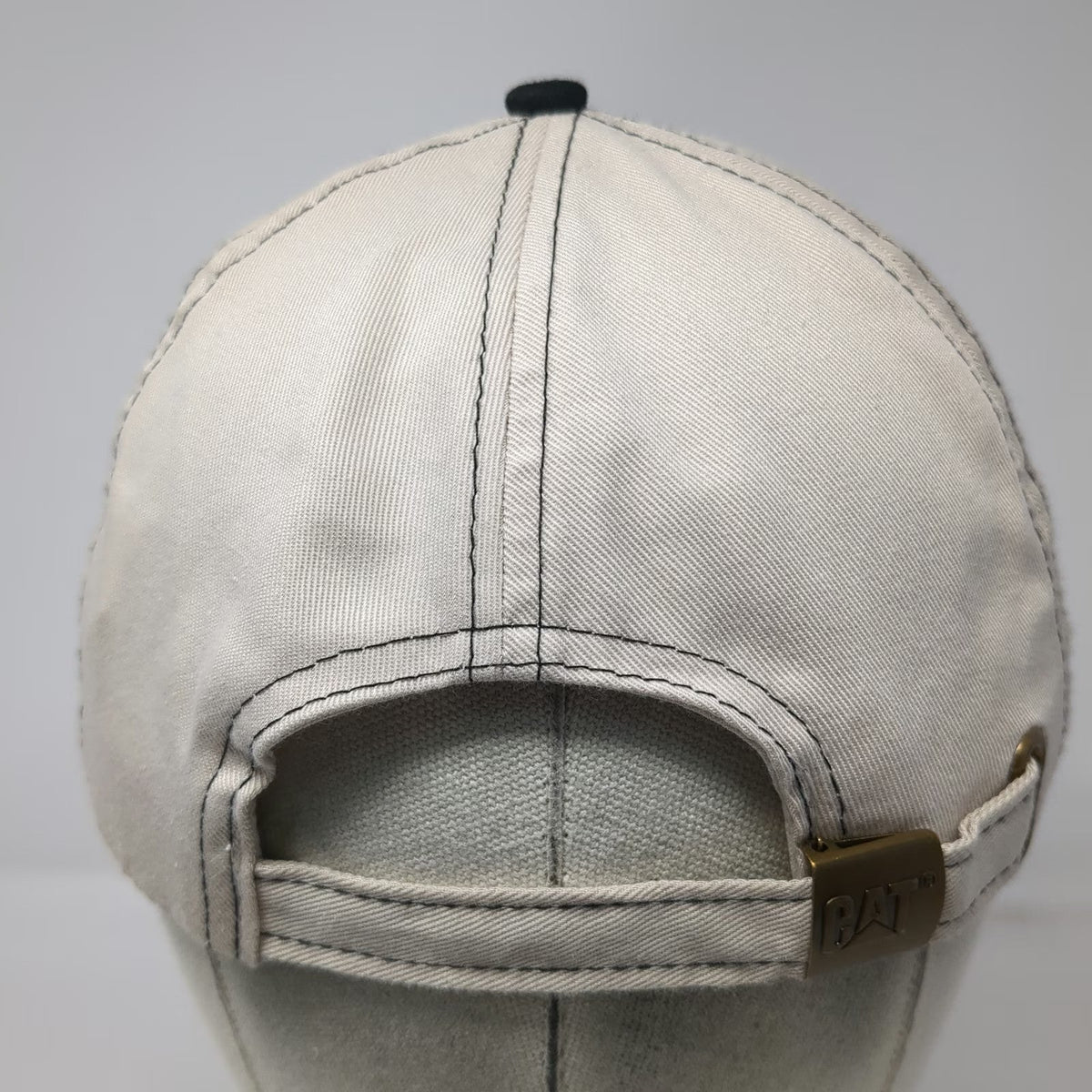 Caterpillar CAT Baseball Cap Black Beige One Size Contrast Stitch Logo Work Hat