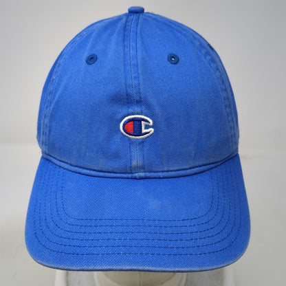 Champion Baseball Cap Blue One Size Embroidered Logo Slideback Cotton Script Hat