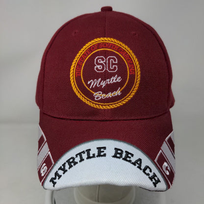 Myrtle Beach South Caroline Strapback Hat Red OSFA Embroidered Logo Acrylic