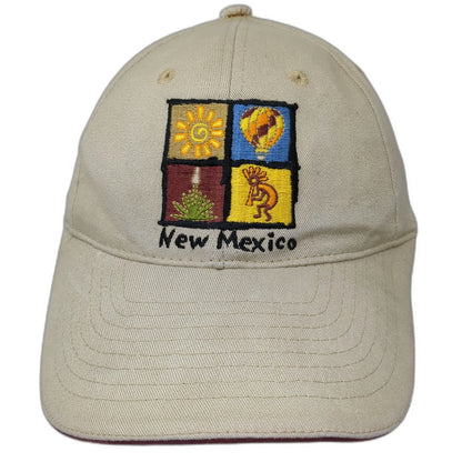 Beige Baseball Cap One Size New Mexico Kokopelli Balloon Cactus Embroidered Hat