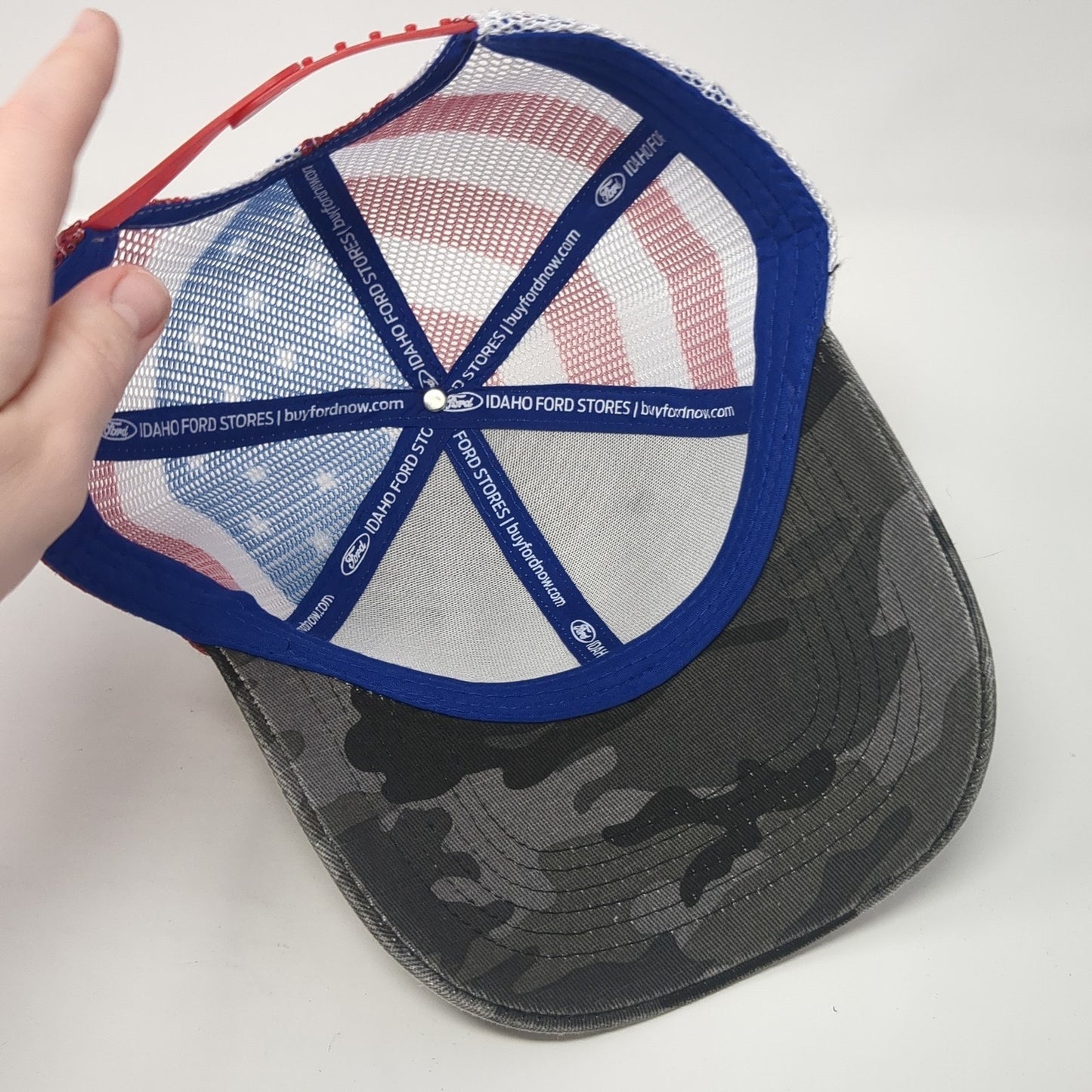 Ford Built Tough Trucker Hat Multicolor One Size Adjustable Mesh Back Patriotic