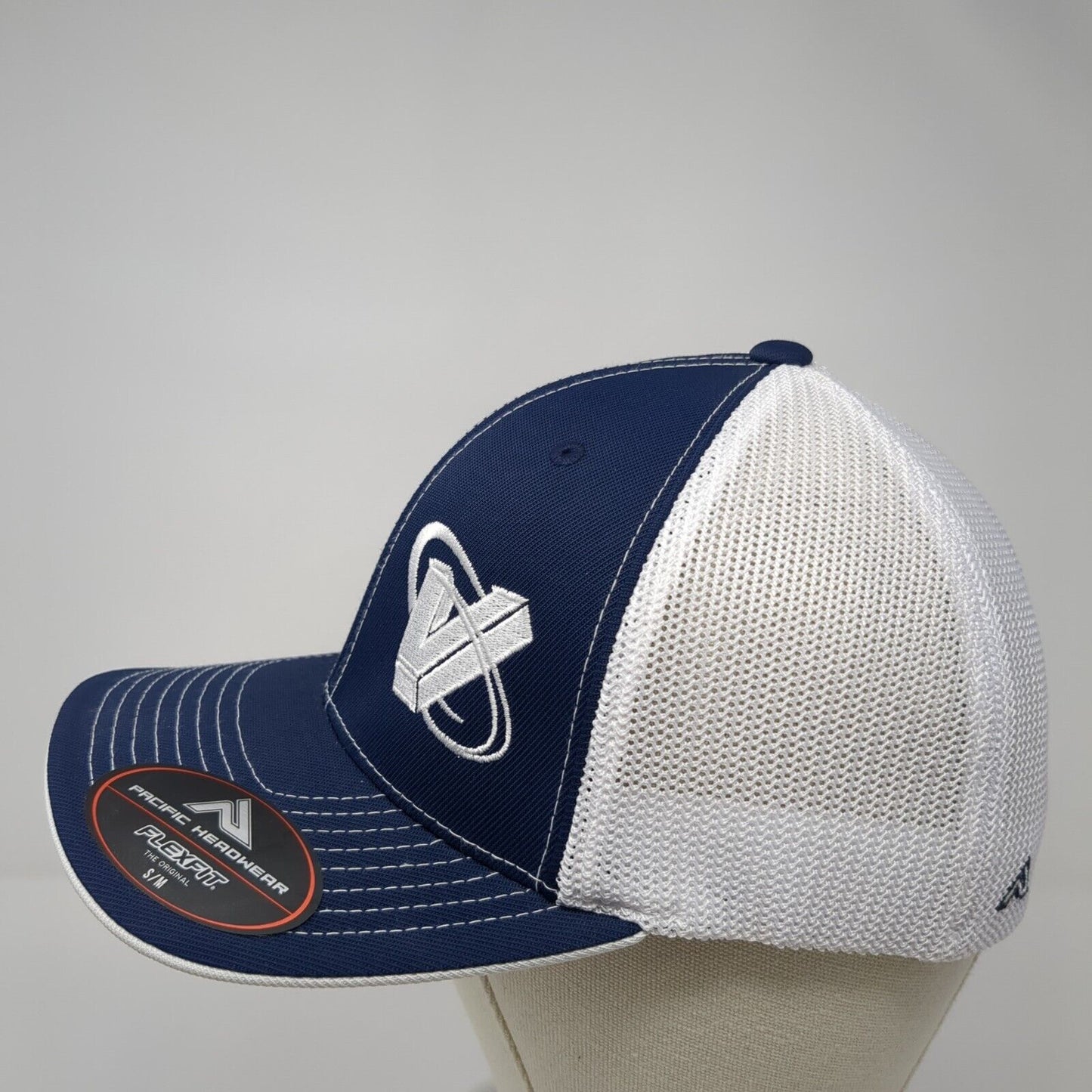 Pacific Headwear Fitted Trucker Hat Blue 6 7/8-7 3/8 Flexfit Logo