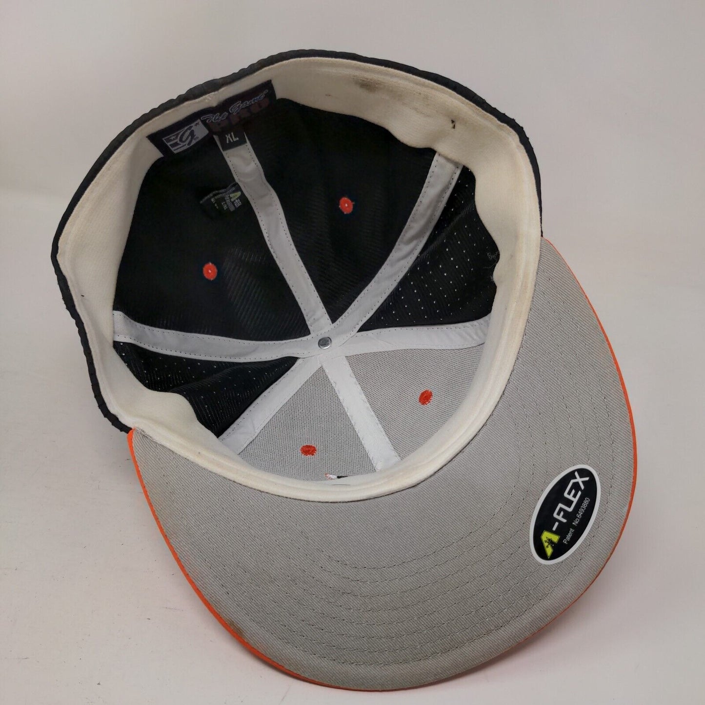 The Game Pro Fitted Hat Orange White Size XL Embroidered A Logo A-Flex