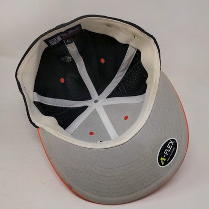 The Game Pro Fitted Hat Orange White Size XL Embroidered A Logo A-Flex