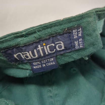 Nautica Baseball Cap Green OS Sailboat Logo Embroidery Hat Slideback Cotton