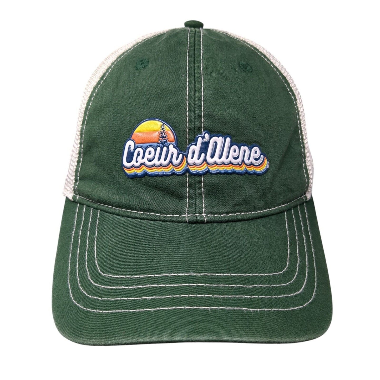 Coeur d'Alene Snapback Trucker Hat Green One Size Mesh Back Adjustable