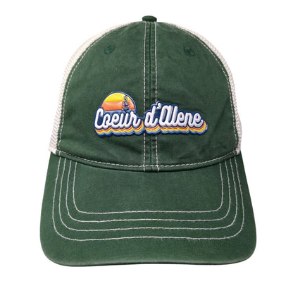 Coeur d'Alene Snapback Trucker Hat Green One Size Mesh Back Adjustable