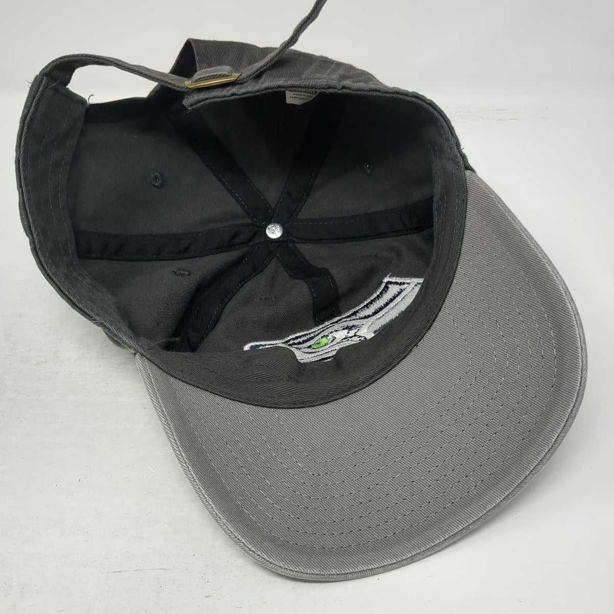 NFL Team Apparel Seattle Seahawks Gray One Size Slideback Hat Cotton Embroidered