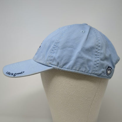 Life is Good Baseball Cap Blue One Size Dog Surfing Embroidered Slideback Hat