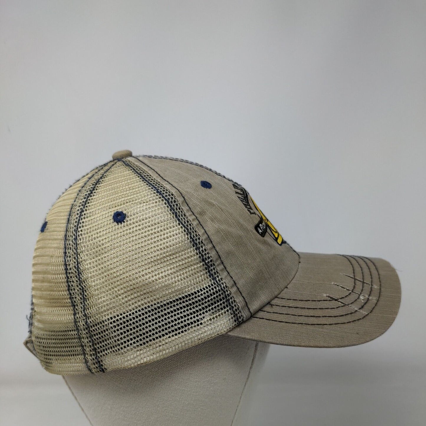 Phillips & Jordan Strapback Mesh Back Trucker Hat Tan OSFA Embroidered