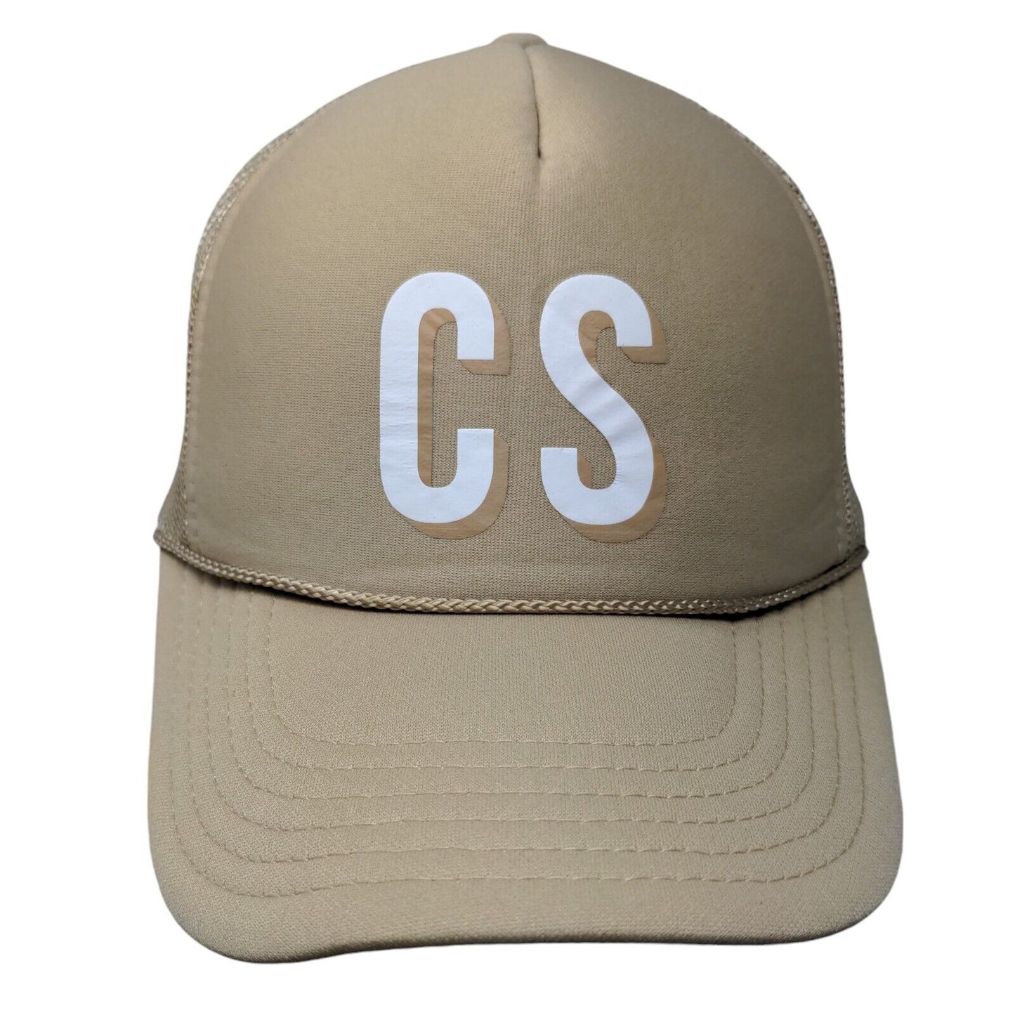 CS Initial Snapback Trucker Hat Tan OSFM Adjustable Mesh Back Rope Otto