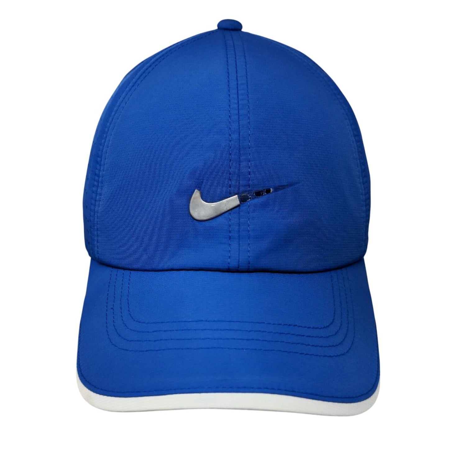 Nike Golf Swoosh Strapback Hat Blue One Size Adjustable Laser Cut