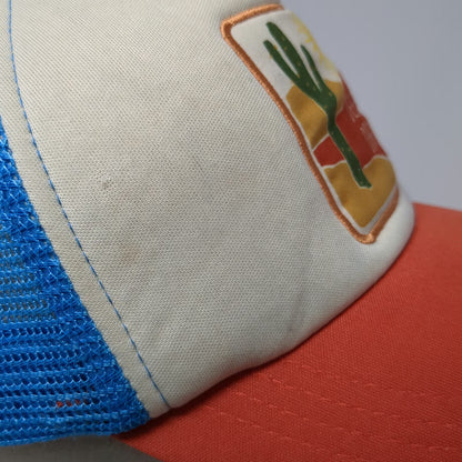 David and Young Trucker Hat White Orange Blue One Size Desert Dream Cactus Patch