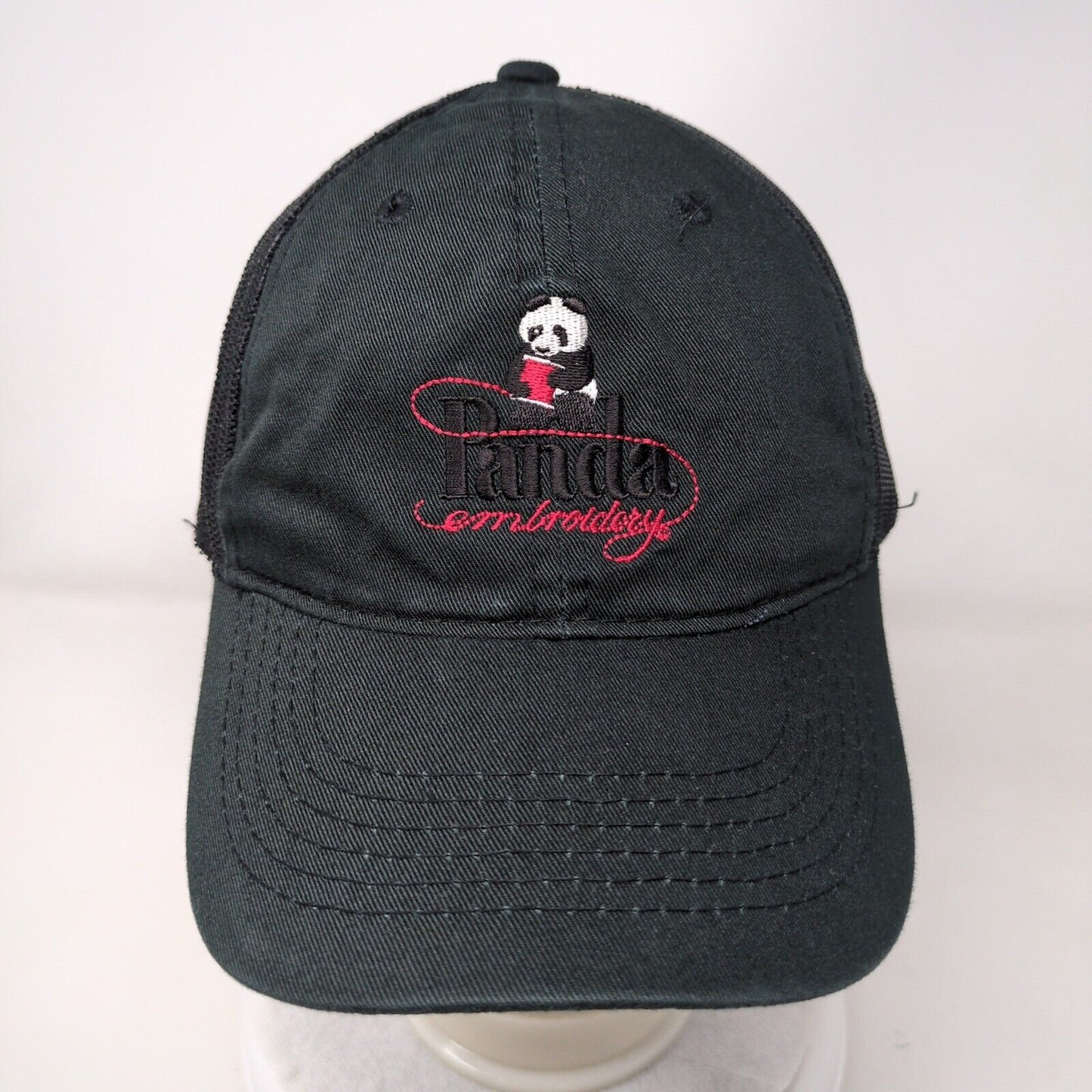 Panda Embroidery Strapback Mesh Back Trucker Hat Black OSFM Outdoor Cap