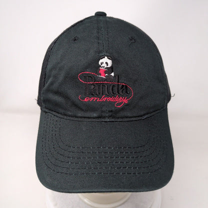 Panda Embroidery Strapback Mesh Back Trucker Hat Black OSFM Outdoor Cap