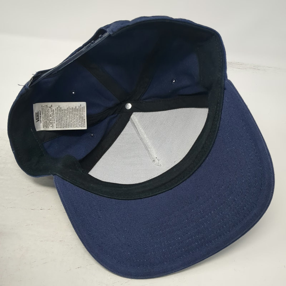 Vans 5 Panel Blue OSFM Snapback Hat Off The Wall Patch Embroidered Skate Logo