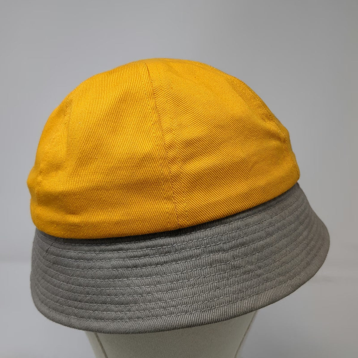 Yellow Bucket Hat M Gray Graphic Two Tone Cotton Twill Wide Brim Idaho Vandals
