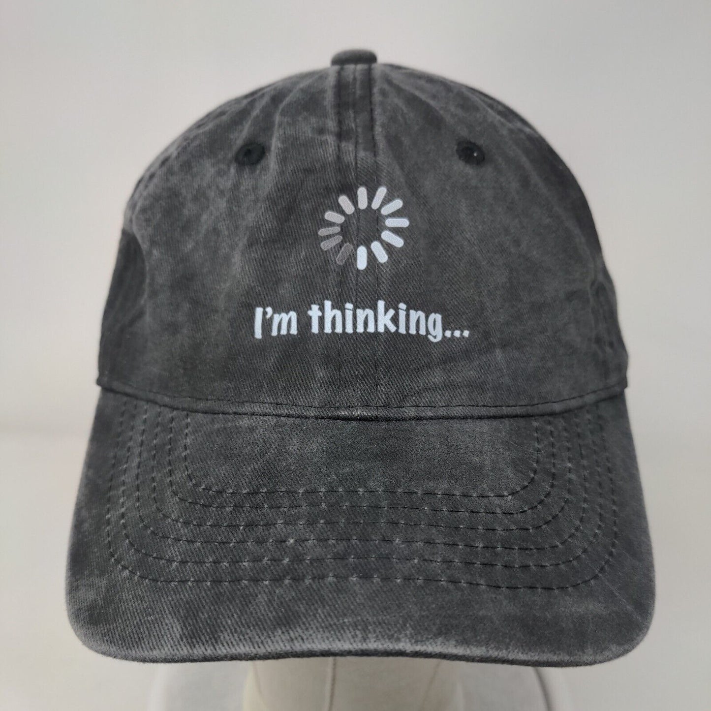 I'm Thinking Slideback Hat Gray One Size Adjustable 6 Panel Vent Holes