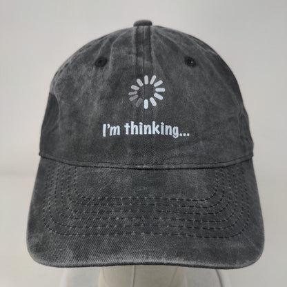 I'm Thinking Slideback Hat Gray One Size Adjustable 6 Panel Vent Holes