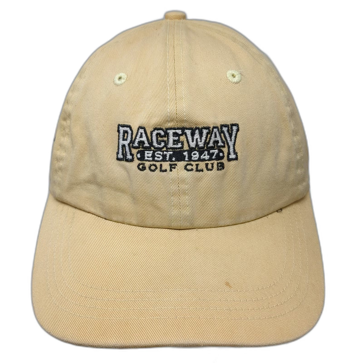 Ahead Baseball Cap Yellow One Size Raceway Golf Club Slideback Crossed Flags hat