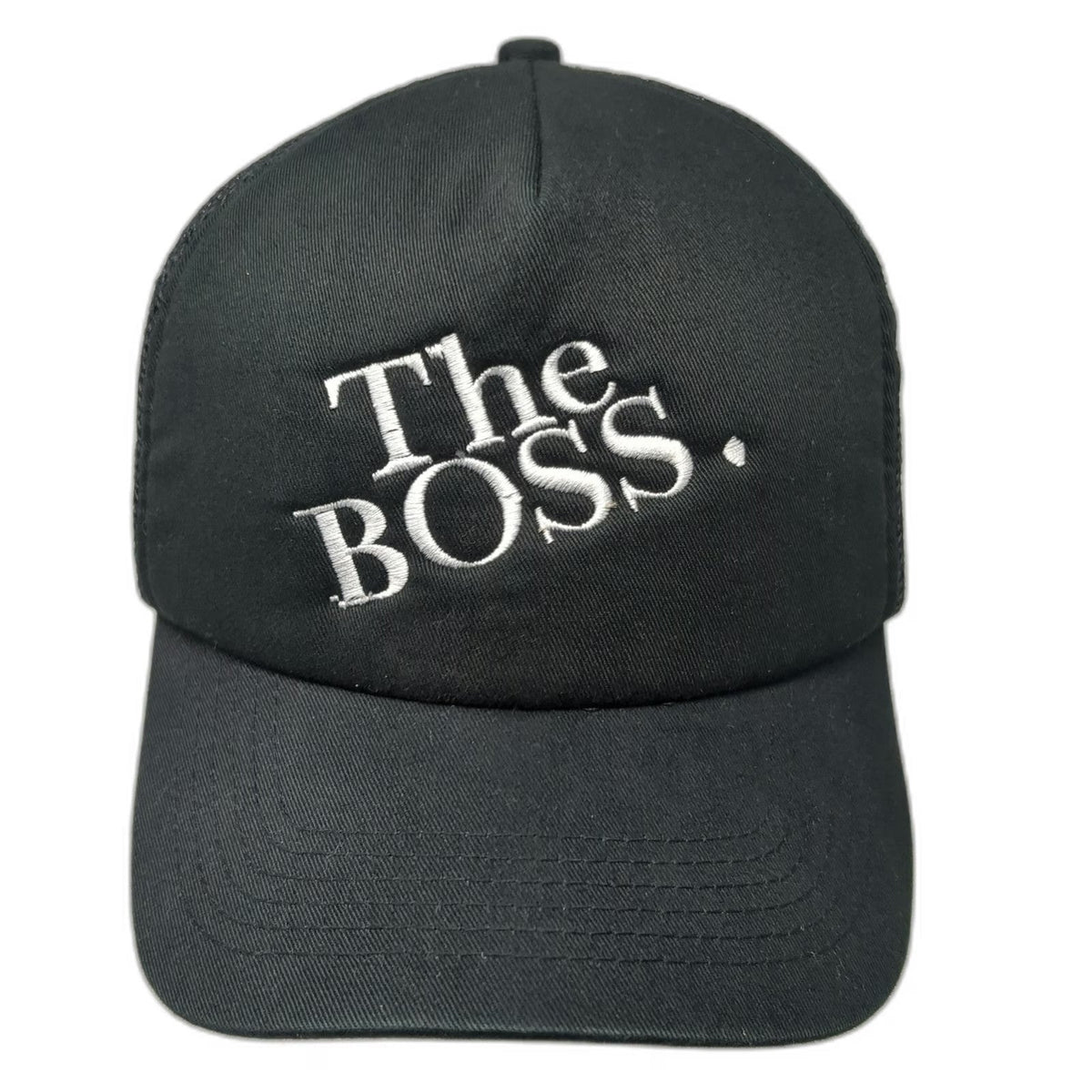 BIG Trucker Hat Black One Size The Boss Embroidery Mesh Back Snapback Adjustable