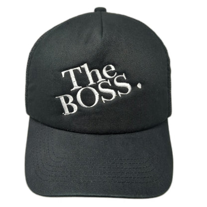 BIG Trucker Hat Black One Size The Boss Embroidery Mesh Back Snapback Adjustable