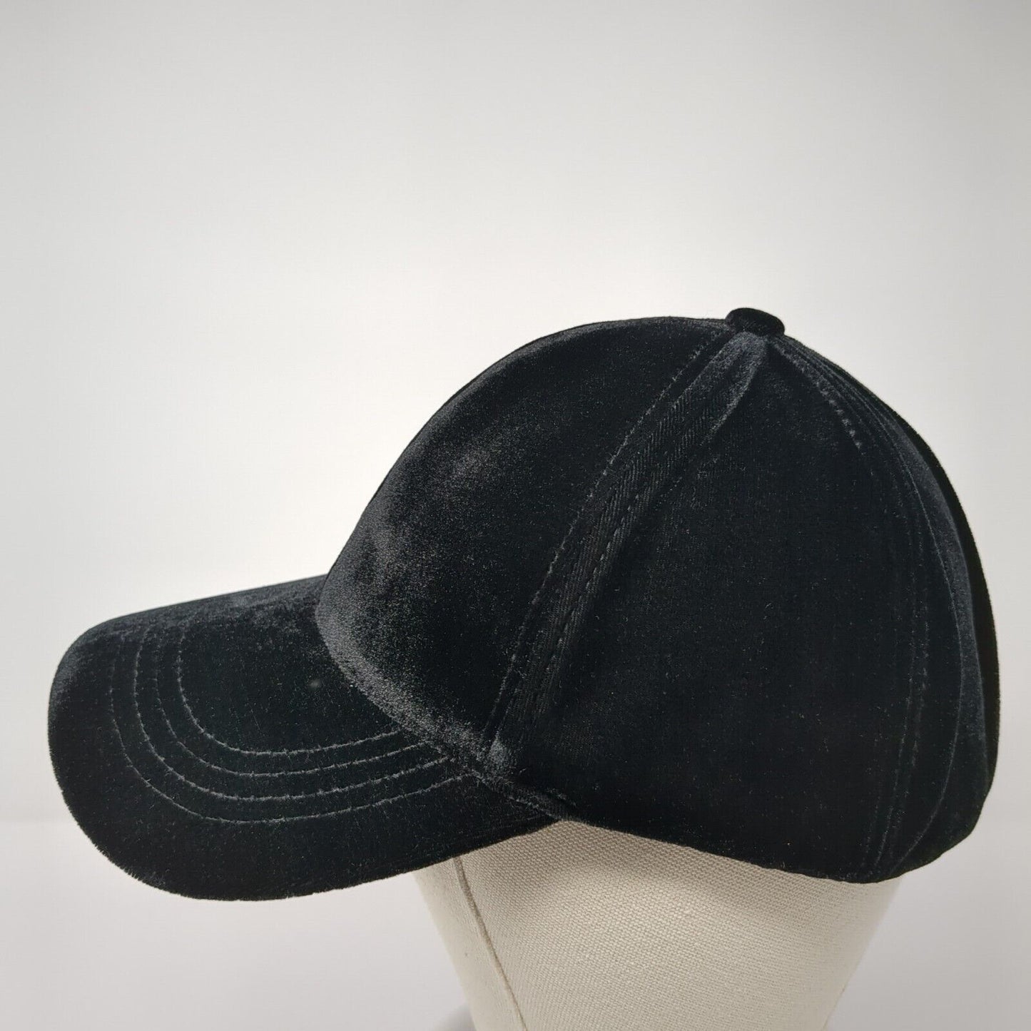 Express Strapback Hat Black One Size Adjustable Velvet Blank 6 Panel