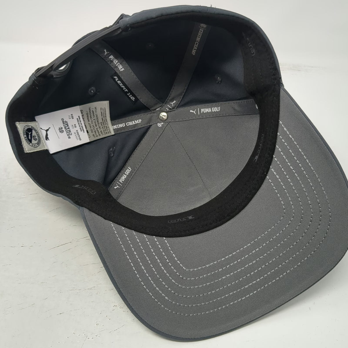 Puma Golf Reigning Champ Hat Gray One Size Snapback Patch Logo 110 Flexfit